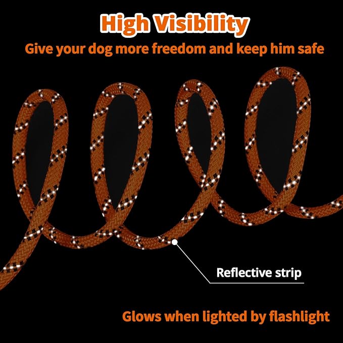 Dog Tie Out Cable for Camping - 50ft/70ft/100ft Portable Reflective Overhead Trolley System for Dogs up to 300lbs - Dog Lead for Yard Camping | Parks | Outdoor Events