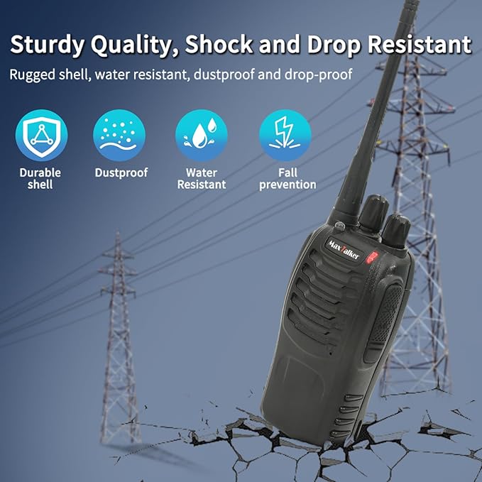 Walkie-Talkies Long Range 2-Way Radios: MaxTalker Rechargeable Walkie Talkies for Adults, Walkie Talkie Earpiece with Mic, Walky Talky with VOX Flashlight and Charger for Home and Outdoor(6 Pack)