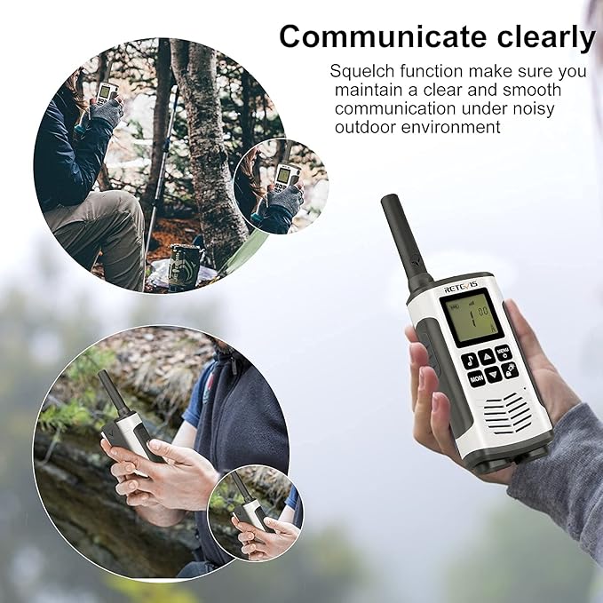 Retevis RT45 Walkie Talkies for Adults, Long Range Walkie Talkie, Rechargeable FRS Radios with Battery,NOAA Flashlight SOS, for Camping Hiking(2 Pack)