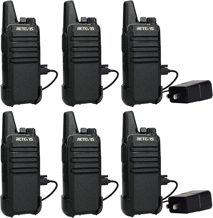 Retevis RT22 Walkie Talkies for Adults, Two Way Radios Long Range Rechargeable, VOX Handsfree, Mini Compact Walkie Talkie with USB Charger, for School Church Restaurant (6 Pack)