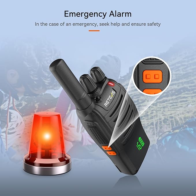 Retevis H-777H Walkie Talkies Long Range,2 Way Radios,Shatterproof Hidden Display,Type-C Charging,VOX,SOS Alarm,Flashlight,License-Free, Handheld Two Way Radio (1 Pack)