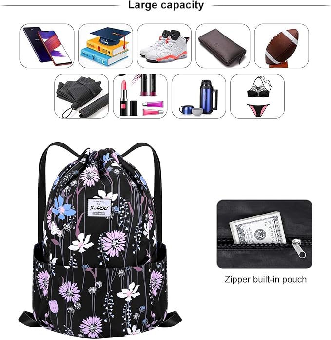 XEYOU Drawstring Sports Backpack Lightweight Gym Yoga Sackpack Shoulder Rucksack Casual Outdoor Daypack for Women and Men