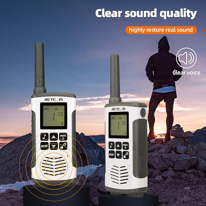 Retevis RT45 Long Range Walkie Talkies, Walkie Talkie for Adults, 22 Channels NOAA Flashlight VOX, Rechargeable Two Way Radio, Portable FRS 2 Way Radios with Battery for Hiking Camping Trip(White 4Ps)