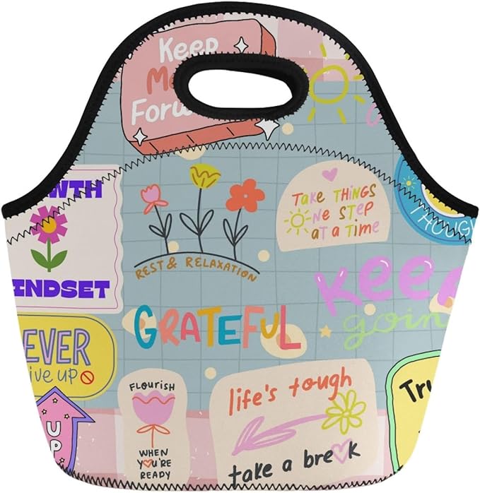 Neoprene Lunch Bags Thermal Insulated Lunch Tote Bag Reusable Washable Neoprene Picnic Bag for Women Men