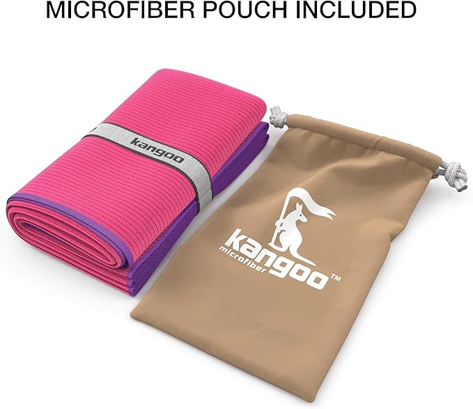 Kangoo Ribbed Microfiber Towel – Super Absorbent and Quick Dry, Suitable for Travel, Beach, Camping, Gym, Pool, Yoga (Fuchsia)