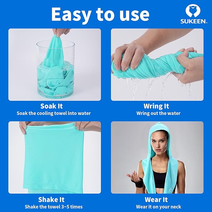 Sukeen Cooling Hoodie Towel - The Ultimate Accessory for Staying Cool and Comfortable in Hot Weather, Works Like Traditional Cooling Towels and with More Coverage and Style