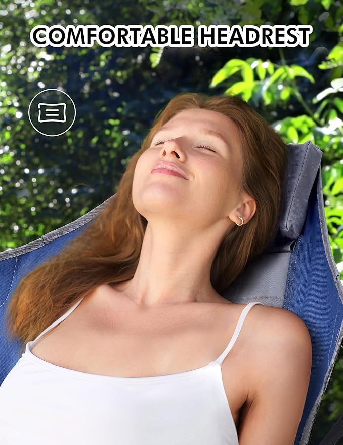 Hammock Camping Chair - 3 Heights Portable Hammock Chair Camping with Adjustable Backrest, Headrest, Padded Seat, Cup Holder - 450 LBS Heavy Duty