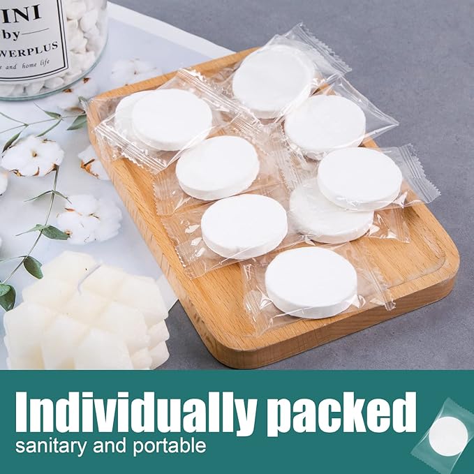 MCPINKY Compressed Towel Tablets, 42PCS Compressed Travel Towels Disposable Portable Magic Towels for Camping Hiking Face Washing Toilet and Outdoor Activities