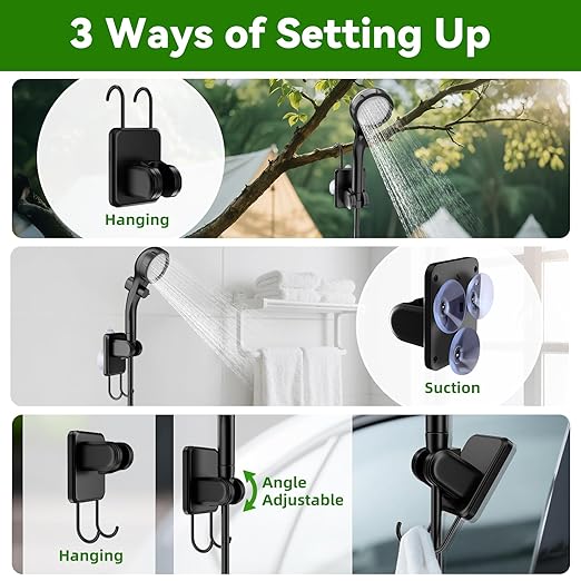 Portable Camping Shower Kit, Lost-Lasting 6000mAh Rechargeable Camp Shower with Sprayer Head, Outdoor Showers Pump 4 Spray Modes, IPX7 Waterproof for Travel, Pet, Plant Watering, Car, Hiking