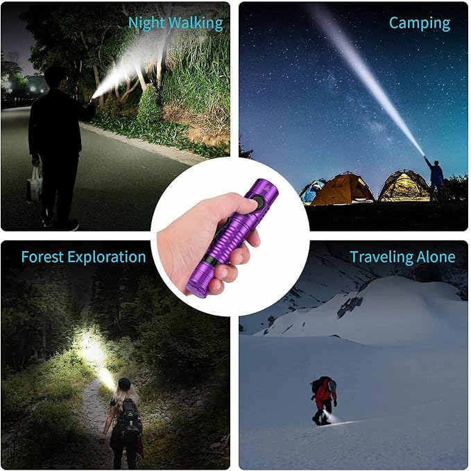 Wurkkos FC11 Powerful Little Flashlights 90CRI Maximum Output 1300LM EDC Torch,IP67 Waterproof Flashlight,Magnetic Tailcap,Great for Walking Home Use(Purple-5000K)