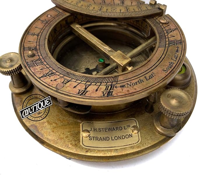 AV Nautical Sundial Brass Compass with Wooden Box - Gifts for Father/Brother/Sailor/Marine