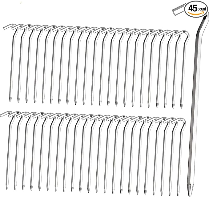 Tent Pegs - Aluminium Tent Stakes Pegs with Hook - 7’’ Hexagon Rod Stakes Nail Spike Garden Stakes Camping Pegs for Pitching Camping Tent, Canopies