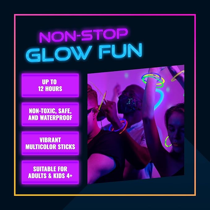Ultra Bright 6 Inch Glow Sticks - Emergency Bright Chem Glow Sticks with 12 Hour Duration - Camping, Hiking Glow Stick Lights - for Parties and Kids Activities - Blackout Or Storm Ready Use