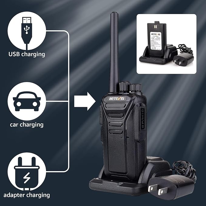 Retevis RT27 Walkie Talkies,Two Way Radio with Shoulder Speaker Mic,2 Way Radios Long Range,USB Charging Base,Local Alarm,Walkie Talkie for Adults Construction Site School Security(5 Pack)