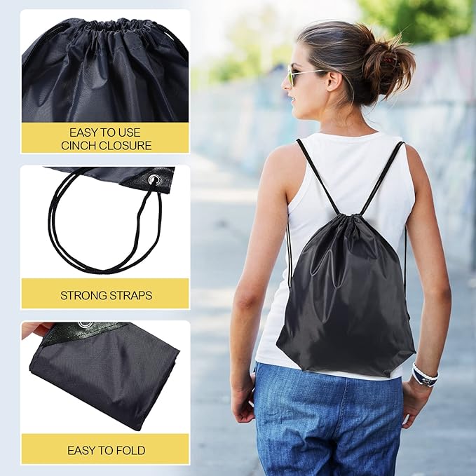 Shappy 100 Pcs Drawstring Backpack Bulk Sports Gym Cinch Bag Polyester String Bag for Men Women Children(25 Colors)