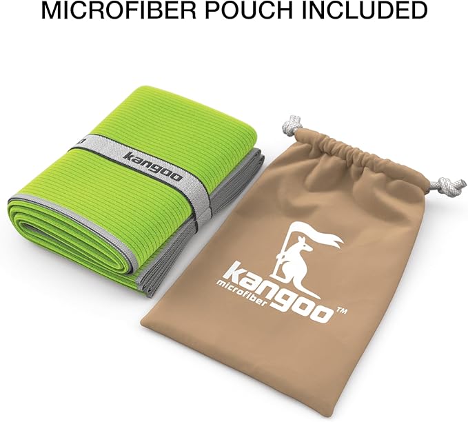 Kangoo Ribbed Microfiber Towel – Super Absorbent and Quick Dry, Suitable for Travel, Beach, Camping, Gym, Pool, Yoga (Green)