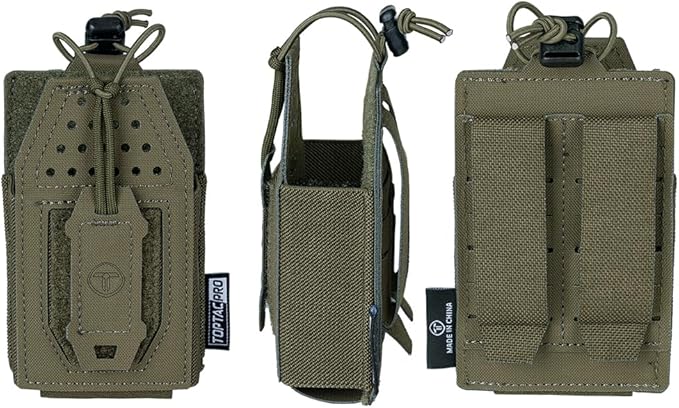 Tactical Radio Holster Molle Radio Pouch Universal Radio Holder for Walkie Talkie Motorola BaoFeng UV-5R BF-F8HP Adjustable Storage Rifle Magazine Pouch(Ranger Green)