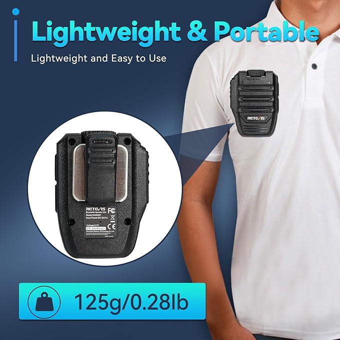 Retevis RB37 Bluetooth Walkie Talkies, Portable FRS Two-Way Radios for Adults, with Bluetooth Mic, Auto-Pair, VOX, Type-C, License Free Radios Walkie Talkie for Church Security, Camping,Hiking(2 Pack)