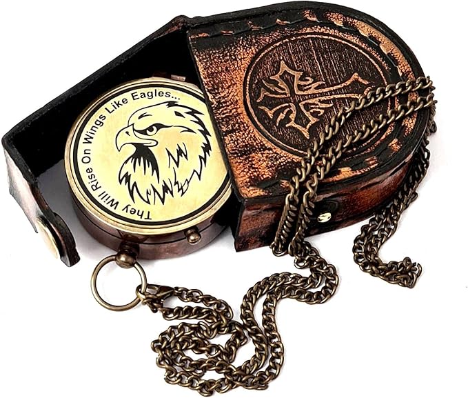 Brass Nautical - Brass Compass Engraved Gift for Son, Grandson, Daughter, Baptism, Confirmation Communion Godson Church Graduation Day
