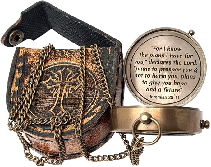 Brass Nautical - Brass Compass Engraved Gift for Son, Grandson, Daughter, Baptism, Confirmation Communion Godson Church Graduation Day