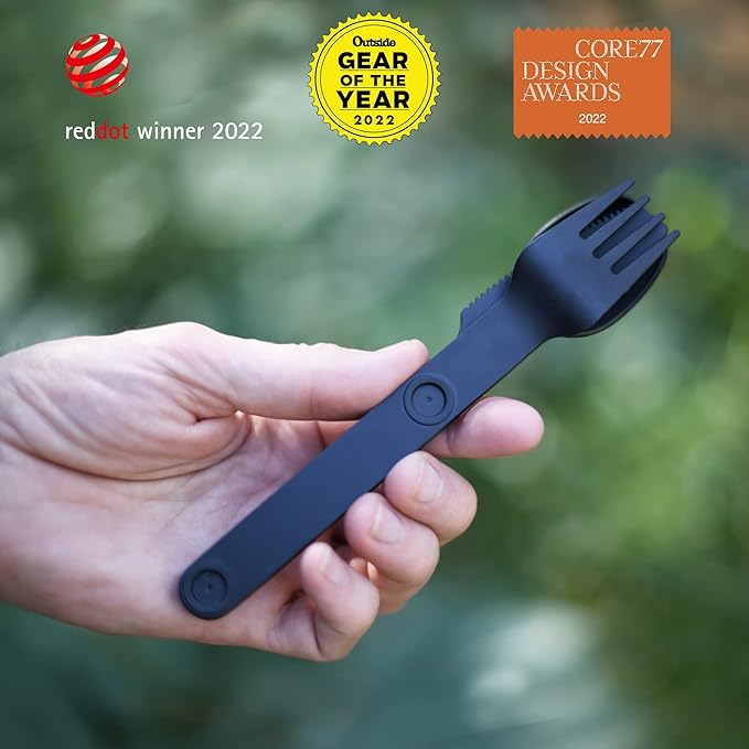 FULL WINDSOR - MAGWARE Magnetic Camping Cutlery Set - Travel Utensils for Camping, Cooking, and Outdoor Dining - Knife, Fork & Spoon - Portable Silverware with Pouch - Black (3 PCS)