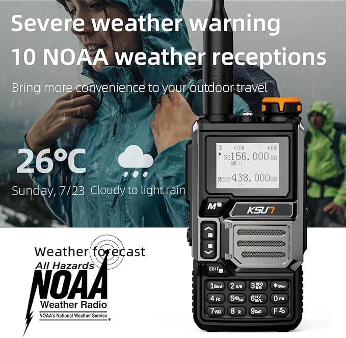 Walkie Talkies Long Range Handheld Full Bands Flashlight, NOAA Weather,Ham Radio,Gifts for Outdoor Hiking, Camping KSUN UV60D