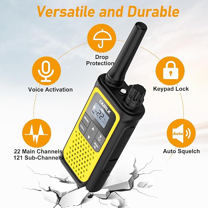 Walkie Talkies Long Range for Adults - Rechargeable Walkie Talkies Two Way Radios 22 FRS Channels, NOAA Weather Alerts, 1800mAh Li-ion Battery, LED Flashlight, VOX for Hiking Camping Cruise (4 Pack)