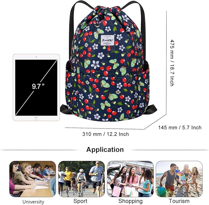 XEYOU Drawstring Sports Backpack Lightweight Gym Yoga Sackpack Shoulder Rucksack Casual Outdoor Daypack for Women and Men