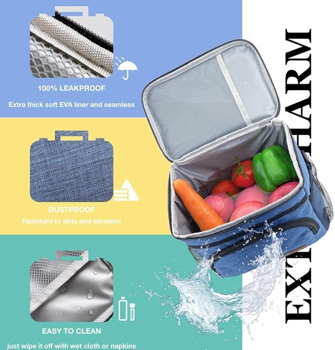 Insulated Lunch Bag for Women/Men - Reusable Lunch Box for Office Picnic Hiking Beach - Leakproof Cooler Tote Bag Organizer with Adjustable Shoulder Strap for Adults - Dark Yellow