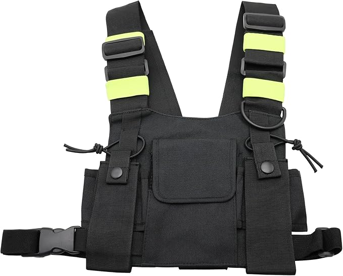 Universal Radio Harness Chest Rig Bag Pocket Pack Holster Vest for Motorola Midland Two Way Radio (Rescue Essentials) (Bright Green)