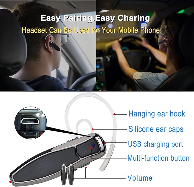 Rechargeable Walkie Talkies for Adults,Two Way Radios with Bluetooth Earpieces and Mic,Rechargeable Batteries,NOAA SOS Vibration Micro-USB Charger,Long Range Walkie Talkies