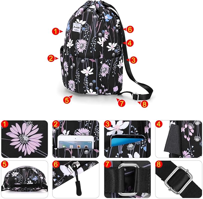 XEYOU Drawstring Sports Backpack Lightweight Gym Yoga Sackpack Shoulder Rucksack Casual Outdoor Daypack for Women and Men
