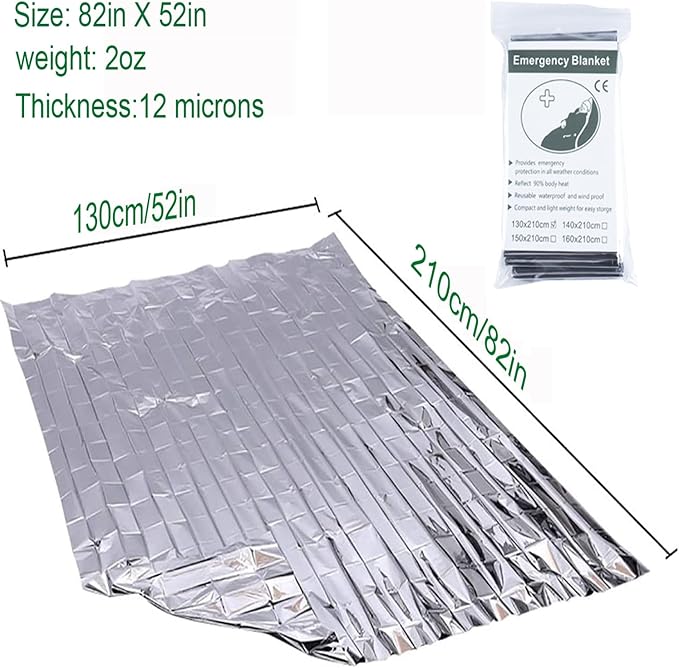 Emergency Mylar Thermal Blankets, Designed for Outdoors, Survival Reflective Thermal First Aid Foil Blanket