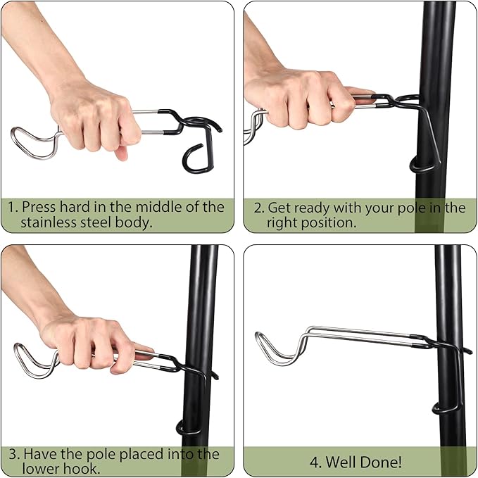 TOBWOLF 2PCS Outdoor Camping Lantern Hook Hangers Water Bottle Holder, Stainless Steel lamp Hanger Stand Water Bottle Bracket, Portable Non-Slip Tent Lamp Hook Cup Holder for Camping, Fishing, Hunting