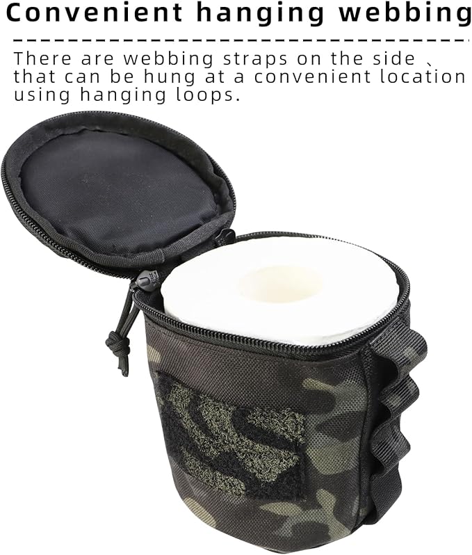 Tactical Toilet Paper Holder Waterproof and Wear-Resistant,Toilet Paper Holder for Outdoor Use, Camping,picnics (Black cp)