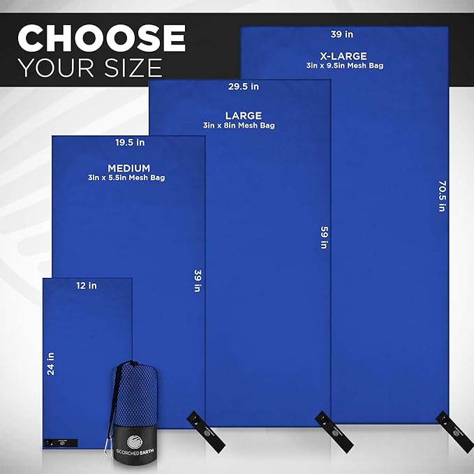 Microfiber Travel & Sports Towel Set (Royal Blue) - XL Set (39x70.5 & 12x24)