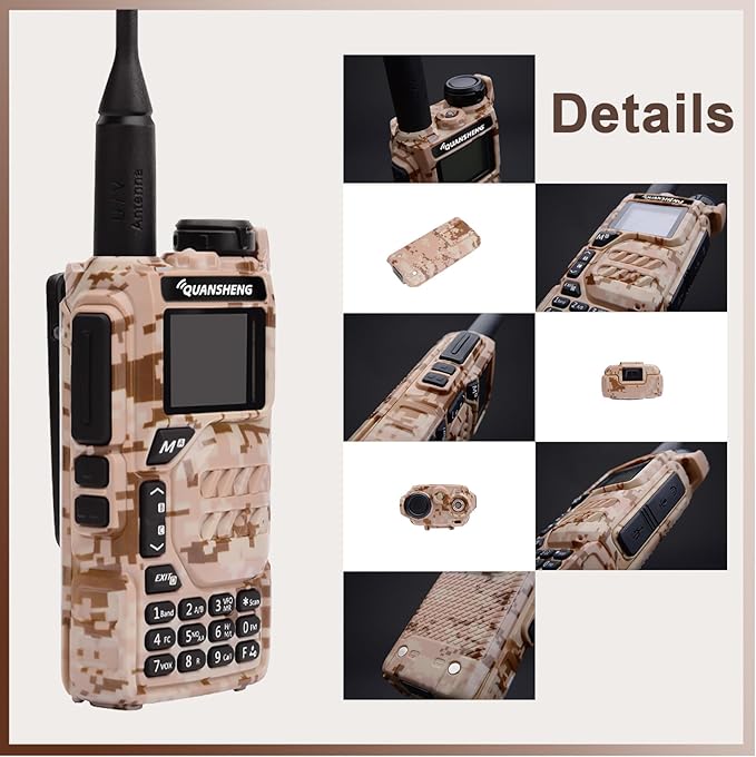 Quansheng UV-K5 Radio USB-C Charging Dual Band Two Way Radio Long Range for Adult 5W Long Range Handheld Radio NOAA Scrambler/DTMF One Key Copy Desert Camo