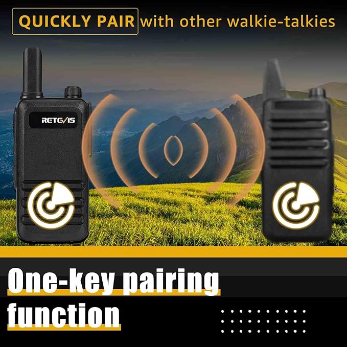 Retevis RB47 Waterproof Walkie Talkies for Adults,Easy Pairing,Rugged Two Way Radio,Hands Free,SOS Alarm,Rechargeable 2 Way Radio for Camping (1 Pack)