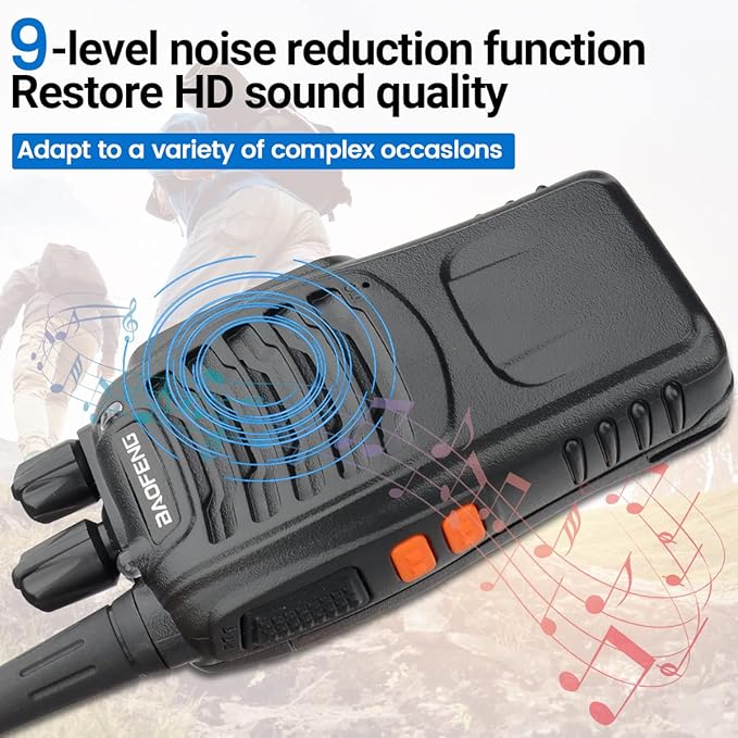 BAOFENG Walkie Talkies Long Range for Adults 2 Way radios with Programming Cable and Earpieces Walky Talky Rechargeable Handheld Two Radios Flashlight Li-ion Battery USB Charger(4 Pack), (BF-888S)