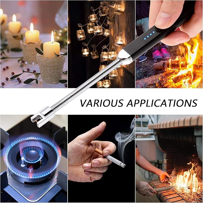 MEIRUBY 2 Pack Lighter Electric Candle Lighter Birthday Gifts for Women Mom Wife Men, Long Electronic Rechargeable USB Lighter Arc Windproof Flameless Lighters for Candle Camping BBQ