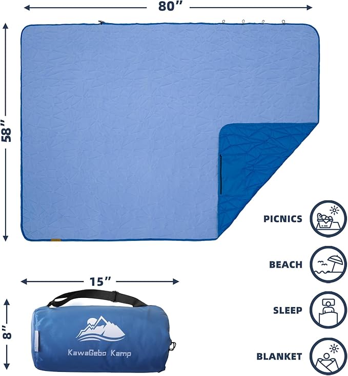 Outdoor Waterproof Blanket, Foldable Fleece Stadium Blanket for Outdoor Sports Event,Camping,Concerts, Car,Pet,Picnics -Windproof, Wearable,Machine Washable 80"x58"