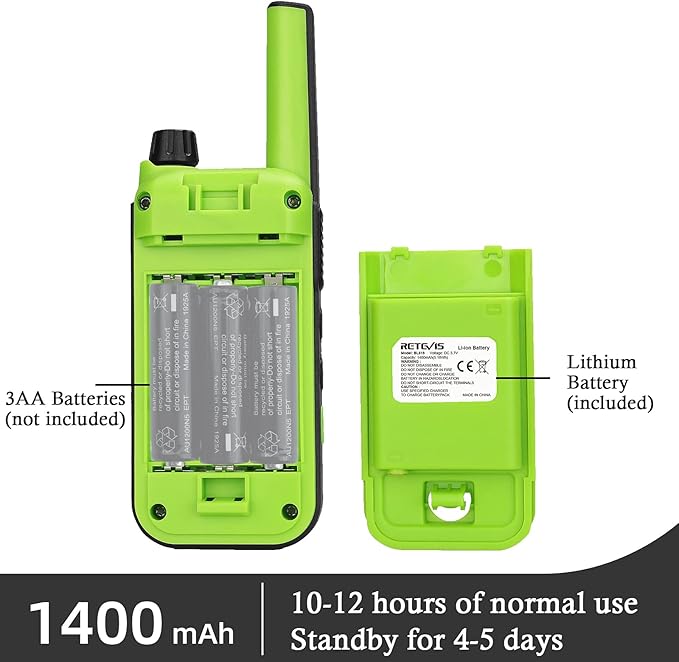 Retevis RA19 Bluetooth Walkie Talkies Rechargeable, Long Range Two Way Radio,NOAA 1400mAh Battery with Wireless Bluetooth Headset for Riding Outdoor Adventure Team(Green,5 Pcs)