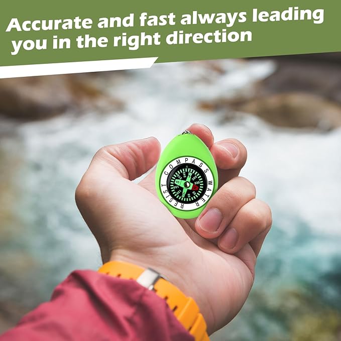 Janinka 18 Pcs Small Keychain Compass for Kids Mini Pocket Survival Compass Bulk for Outdoor Hiking Camping Hunting Climbing