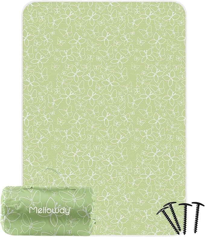 Mellowdy Companion Outdoor Printing Blanket - Waterproof, Wind-resistant, Warm, Utility Blanket for Camping, Picnic, Stadium, Beach, Gameday, Travel, Foldable with Carrying Bag(Spring Butterfly,55x80)