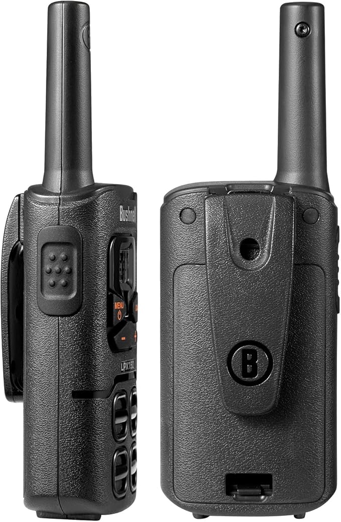 Walkie Talkies by Bushnell - LPX150 Long Range 2-Way Radio with NOAA Weather Radio - Heavy Duty Shock Resistant - 22 Channels & USB-C Charging (2 Pack)