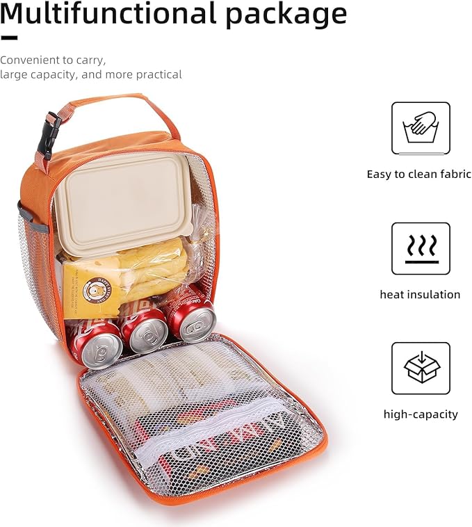 Lunch box Lunch bag for men women Insulated Lunchbox Lunch bags for Work Picnic Travel (Orange)