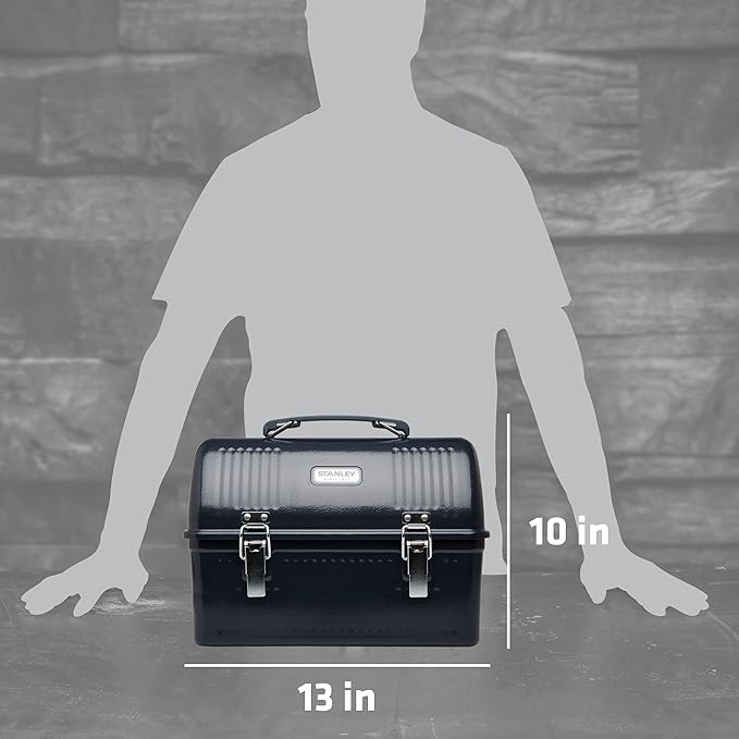 Stanley Classic Lunch Box 10 qt | Vintage Metal Lunchbox | Durable Meal Container with Handle and Latch | Stores Food, Drinks, Thermos, Water Bottle