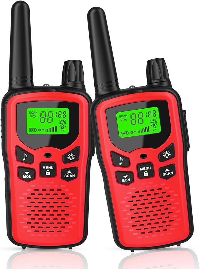 Walkie Talkies,Erelis Long Rang Walkie Talkies with 22 FRS Channels,Walkie Talkies for Adults with Lamp,VOX,LCD Display for Outdoor Activities(Red)