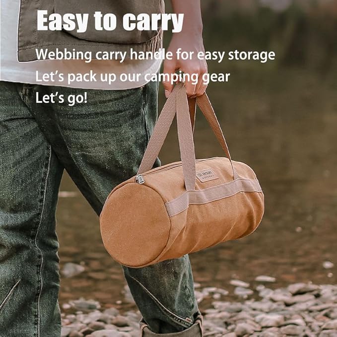 Tent Stake Bag-Double Layer Thickened,Tent Pole Pegs Bag,Tool Bags for Men,Tool Storage Bag, Small Canvas Tool Bag with Zipper for Outdoor,Camping,Hiking,Hunting and Others Tool Organizer Storage