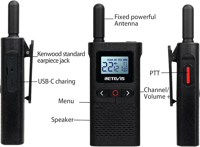 Retevis RB28 Walkie Talkie, Portable Two Way Radio, USB-C Walkie Talkies Rechargeable, Large LCD Screen, 1500mAh Battery, NOAA Weather Alert, for School Dental Church Restaurant Retail (10 Pack)